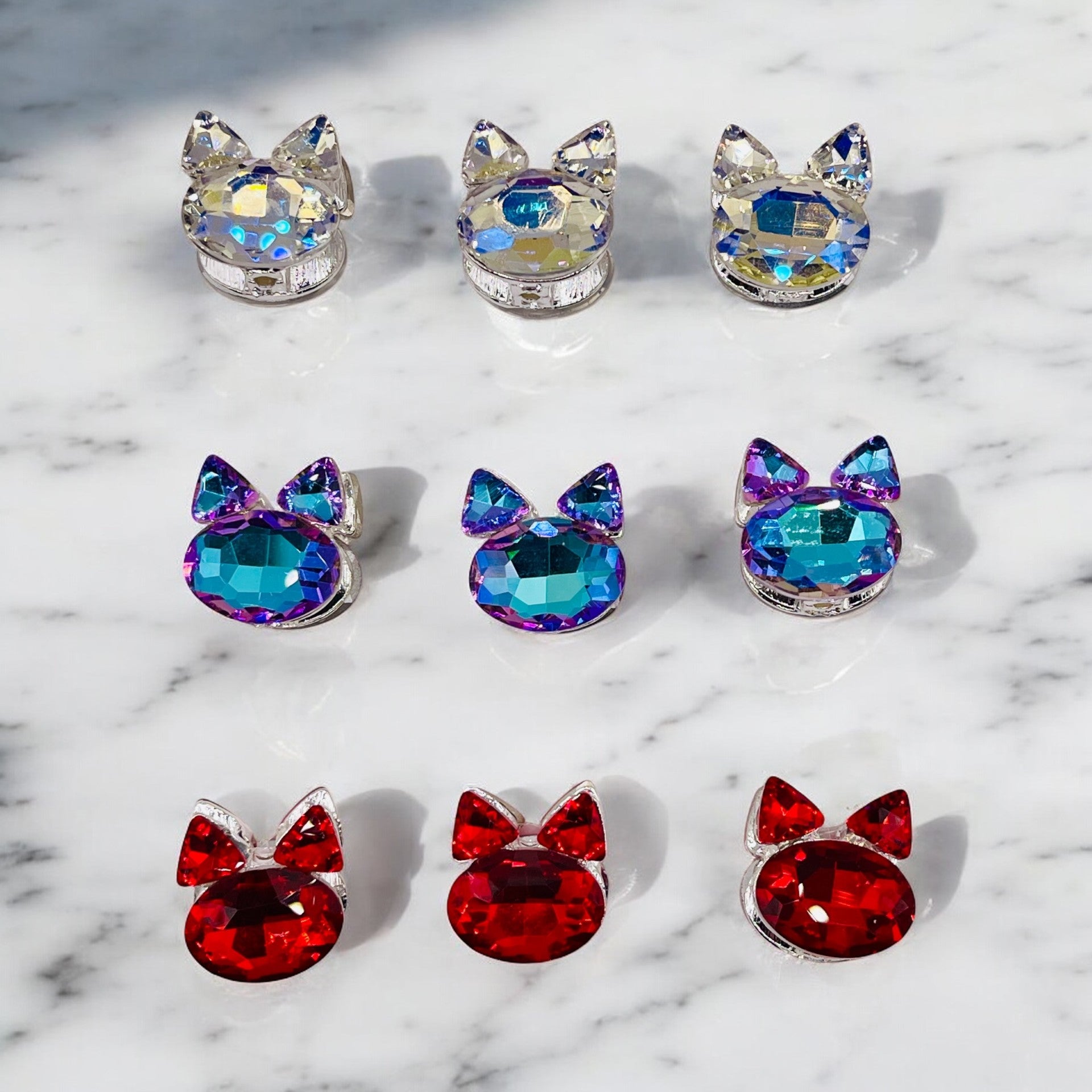 Faceted Metal Crystal Cat Head Beads – Vibrant Elegance for Jewelry & DIY Crafts