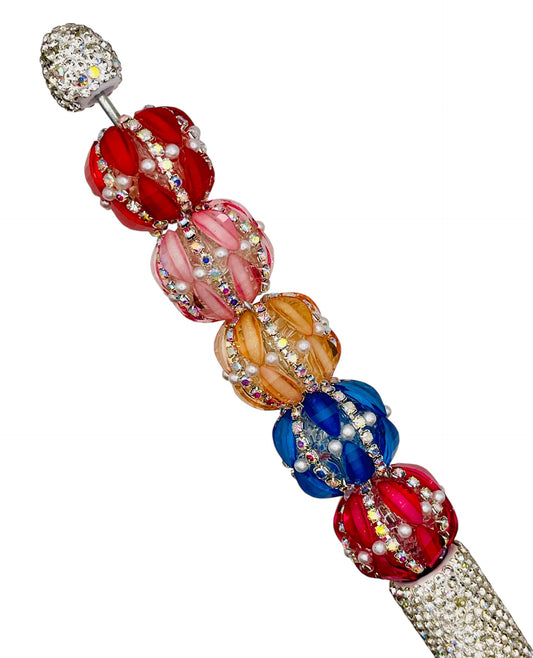 Rhinestone Leaf & Pearl Fancy Beads – Colorful Statement Beads for Pens, Jewelry & DIY Crafts