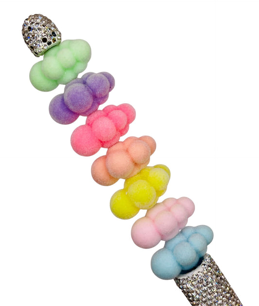 Large Flocked Cloud Beads | Soft Velvet Bubble Beads | Pastel Acrylic Beads for Pens, Keychains & DIY Crafts