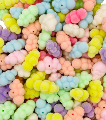 Large Flocked Cloud Beads | Soft Velvet Bubble Beads | Pastel Acrylic Beads for Pens, Keychains & DIY Crafts