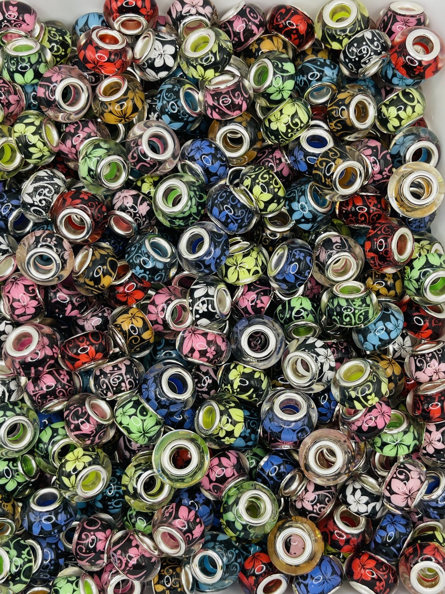 Floral Big-Hole Spacer Beads