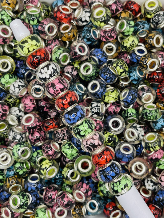 Floral Big-Hole Spacer Beads