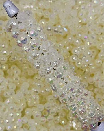 White Iridescent Flower Spacer Beads