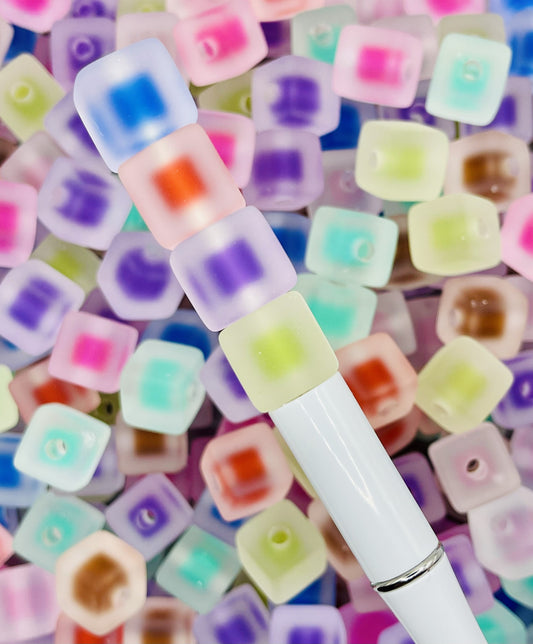 Frosted Square Cube Beads