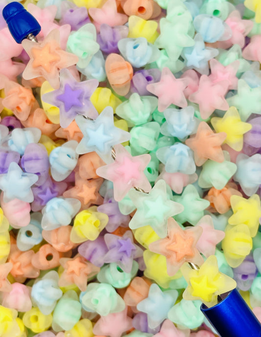 Frosted Pastel Star Beads – Acrylic Jewelry Making Supplies
