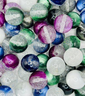 30mm Glitter Half & Half Beads – Bold Sparkle for Jewelry & DIY Crafts