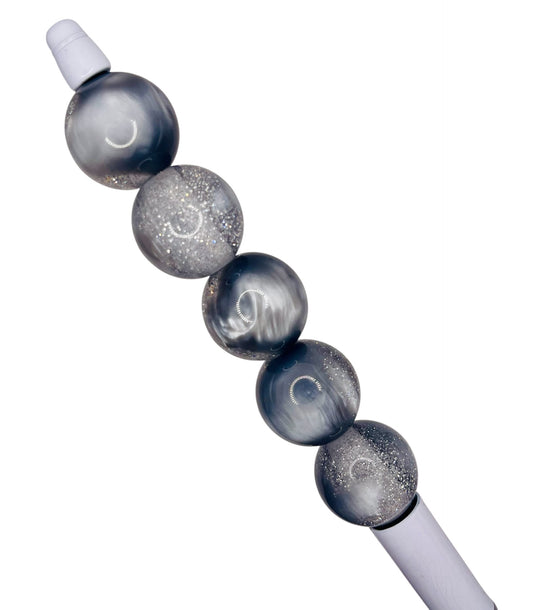 Moonglow Marvel: Dark Gray Glitter Cloud Beads