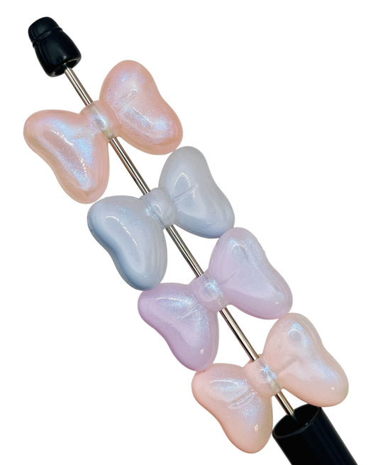 Iridescent Bow Beads – Pastel Bow Charms for Beadable Pens