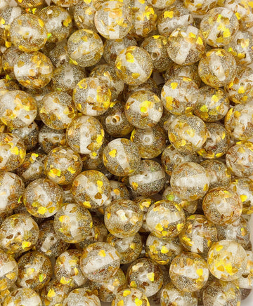 Gold Glitter Heart Beads
