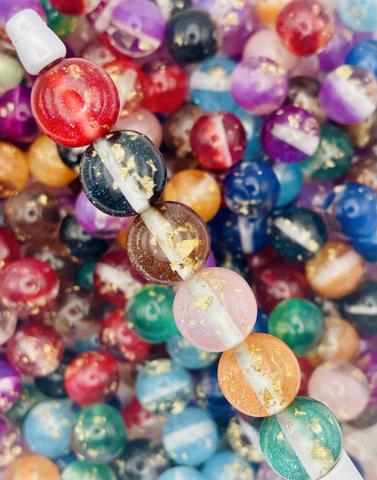 Gold Flake Glitter Beads