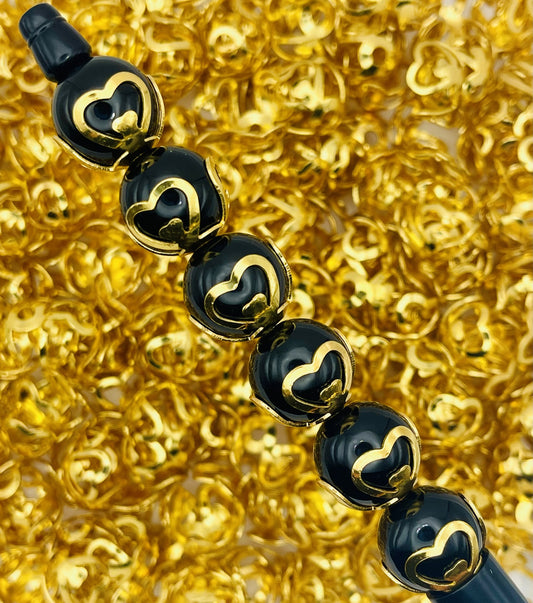 Gold Heart Spacer Beads
