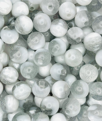 Silver Mist: Gray Glitter Cloud Beads