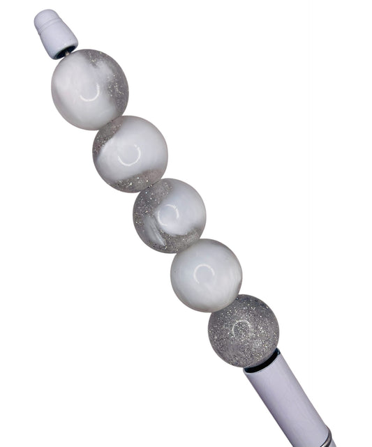 Silver Mist: Gray Glitter Cloud Beads