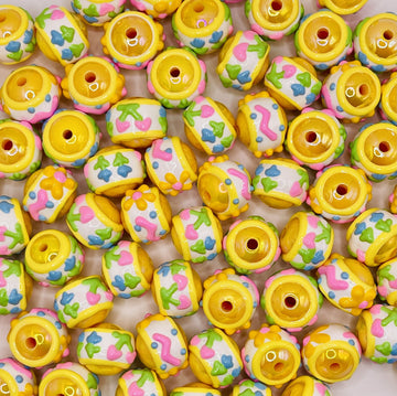 Hand-Painted Sunshine Floral Bead Mix