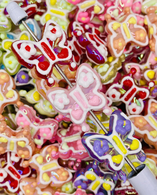 Hand-Painted Butterfly Beads (Assorted Colors)