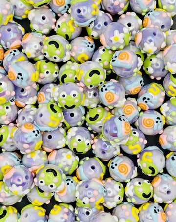 Hand-Painted Frogs and Snails Beads