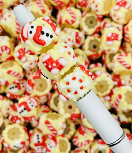 Candy Cane Snowman Bead Collection: Hand-Painted Holiday Beads