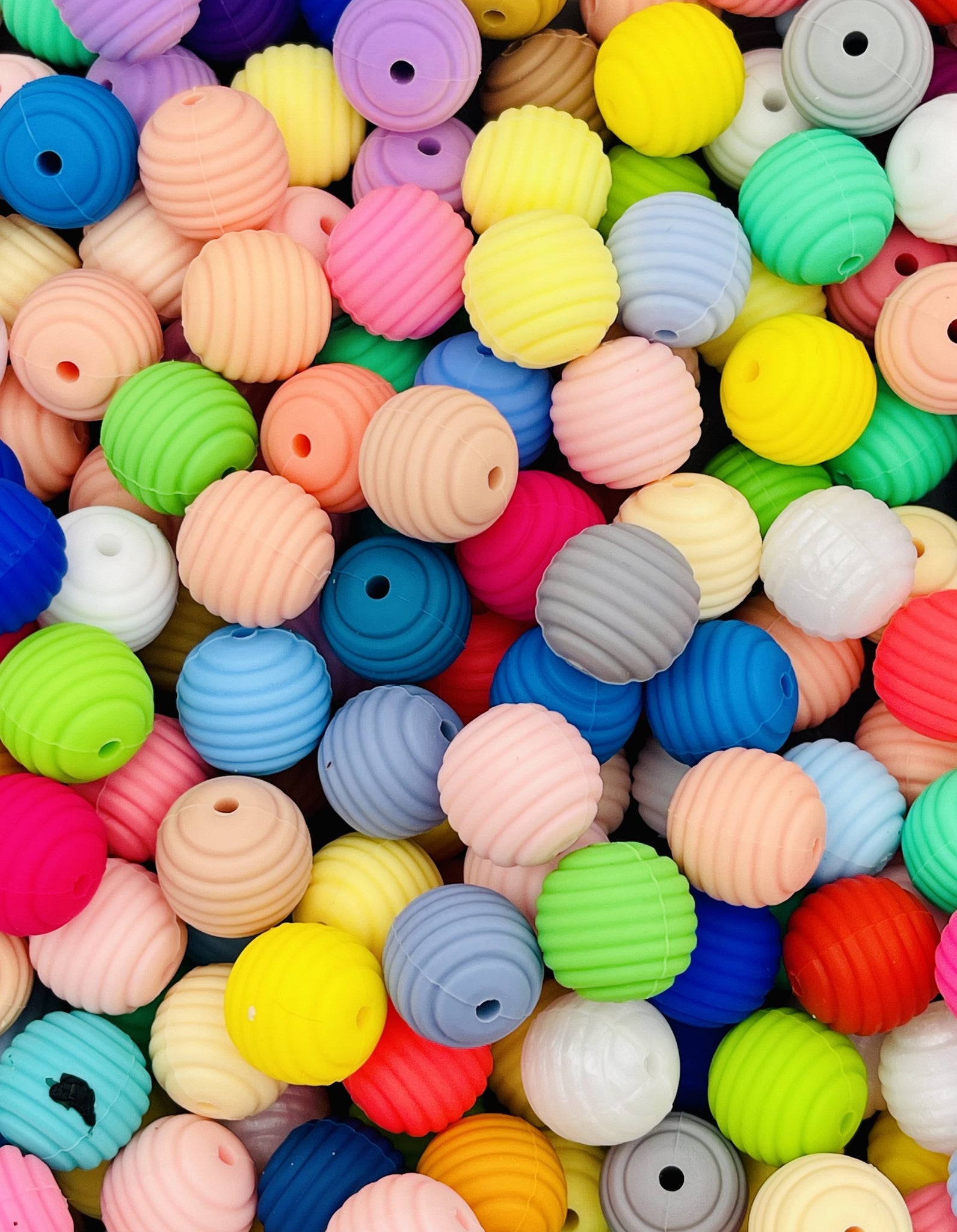 Colorful Honeycomb Silicone Bead Collection: Soft Touch Textured Beads for DIY Crafts.