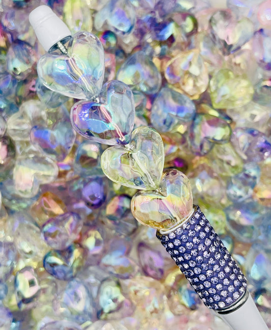 Iridescent Crystal Heart Beads – 20mm Multicolor Sparkle