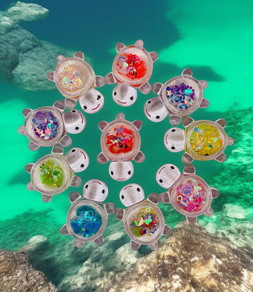 Glow in the Dark Glitter Resin Turtle Charms – Colorful Turtle Beads for Pens, Keychains & DIY Crafts