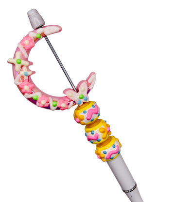 Hand-Painted Butterfly Moon Beads – Dual-Drilled