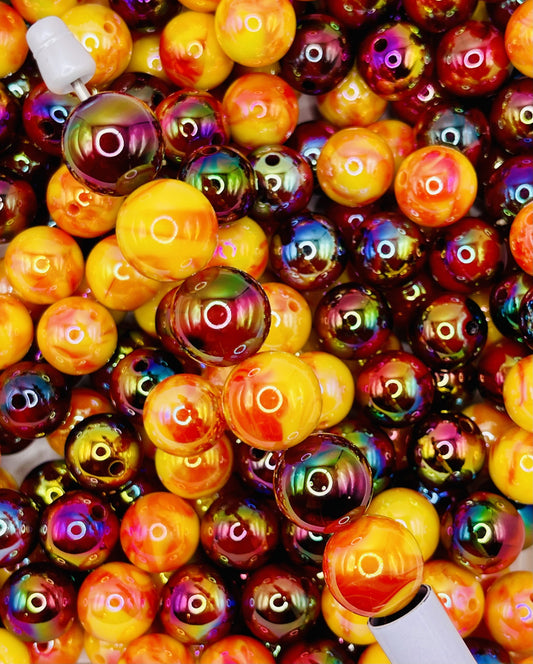 Lava Glow Bead Mix – Red, Yellow & Fiery Swirls