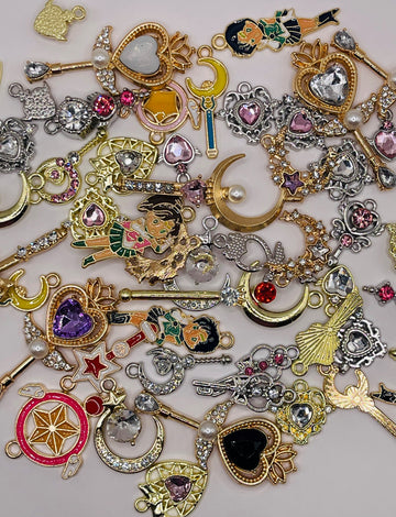 Assorted Gold Plated Enamel Charms Mixed Alloy