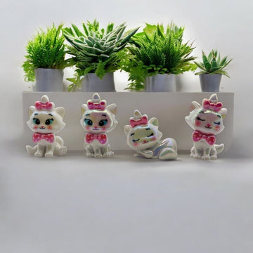 Pearlescent Kitty Beads – Adorable Cat Charms with Pink Bows 🐱✨