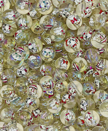 Pretty Kitty Beads Clear Round Beads with Adorable Cat Prints | Purrfect for Pens, Charms & Jewelry