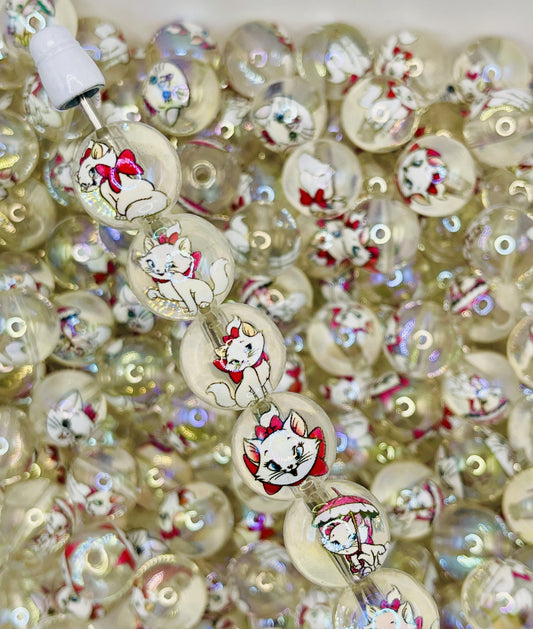 Pretty Kitty Beads Clear Round Beads with Adorable Cat Prints | Purrfect for Pens, Charms & Jewelry