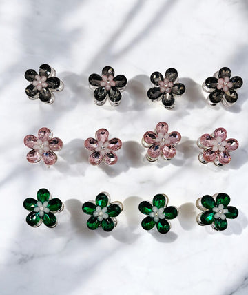 Crystal Bloom Flower Beads – Gemstone Petal Charms with Floral Center for Jewelry & Crafts