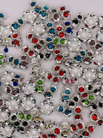 Rhinestone  Metal Flower Spacer Beads – Sparkling Accents for Jewelry & Crafts