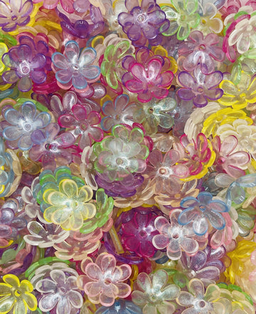 Transparent Rainbow Flower Petal Beads