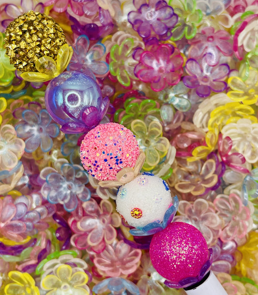 Transparent Rainbow Flower Petal Beads