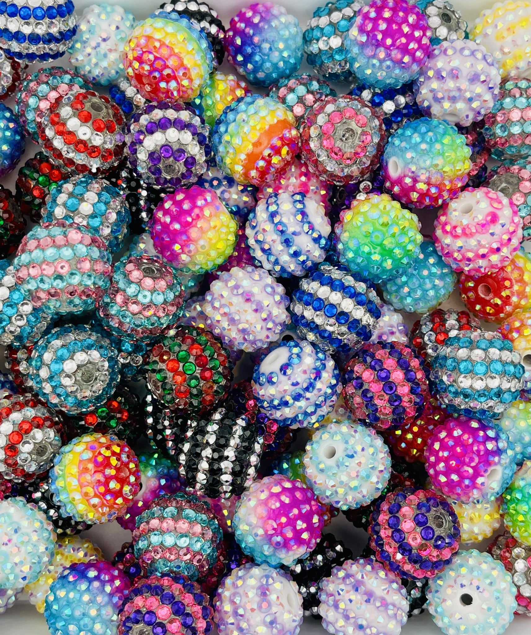 Multi-Color Striped Rhinestone Beads – Vibrant Sparkle for DIY Projects