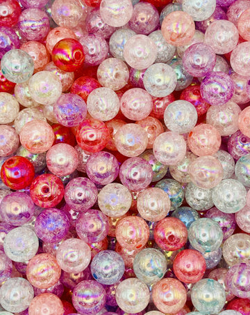 Rainbow Crackle Beads – Pastel Mixed Round Beads