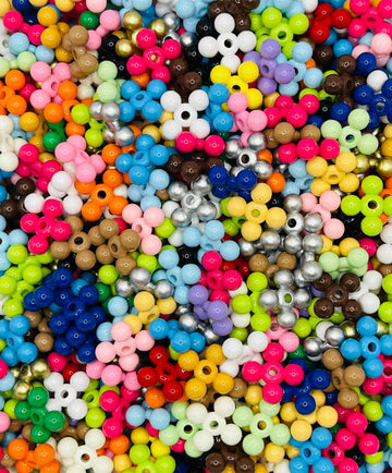 Glossy Flower Spacer Beads | 4-Petal Acrylic Spacer Beads | Colorful DIY Beadable Pens, Jewelry & Crafts