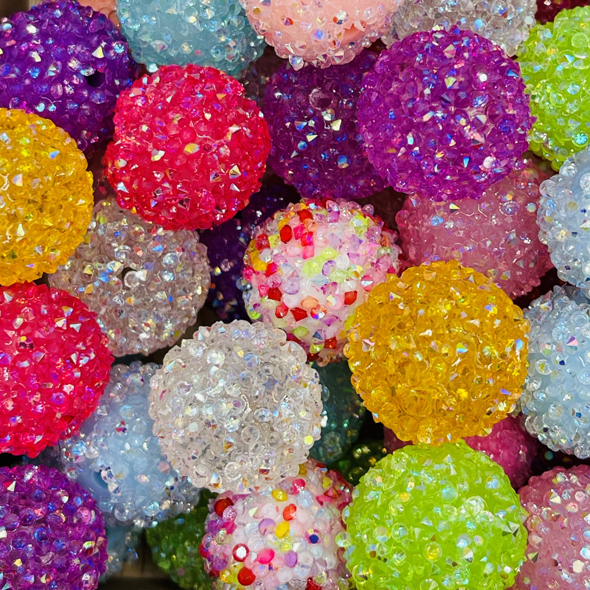 Multicolored Rhinestone Bubblegum Chunky Beads