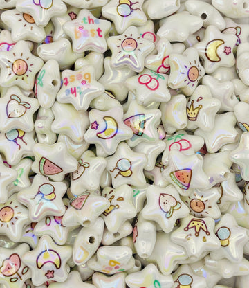 Iridescent Printed Star Beads
