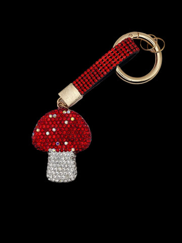 Rhinestone Mushroom Keychain