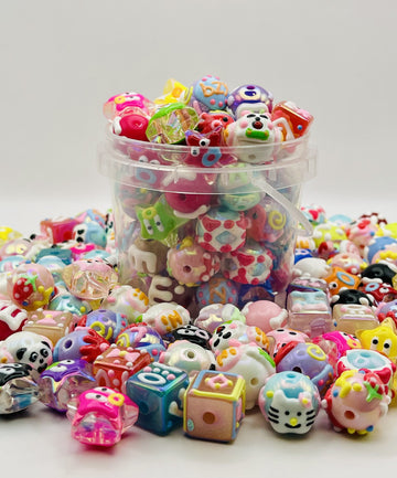 Bucket of Hand-Painted Beads