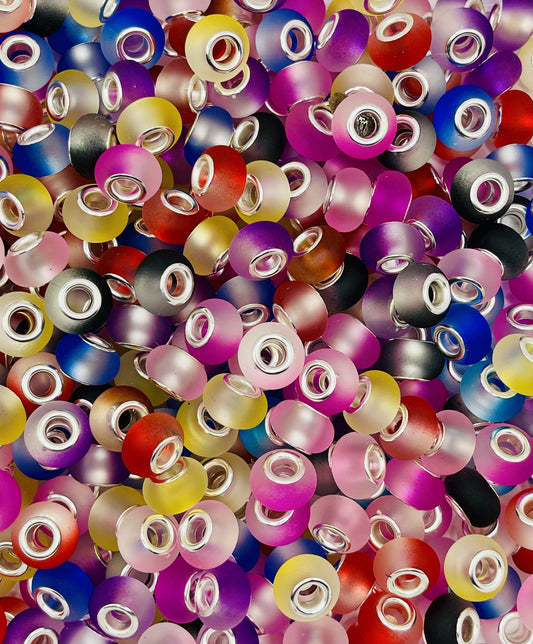 Ombre Frosted European Spacer Beads