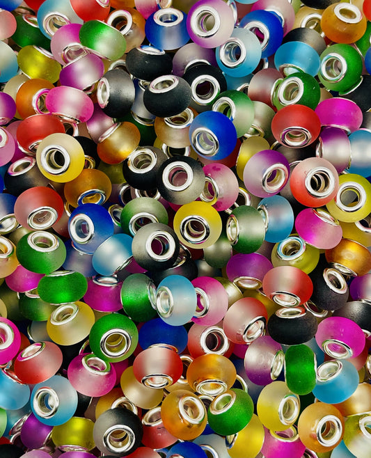 Ombre Frosted Big-Hole Spacer Beads