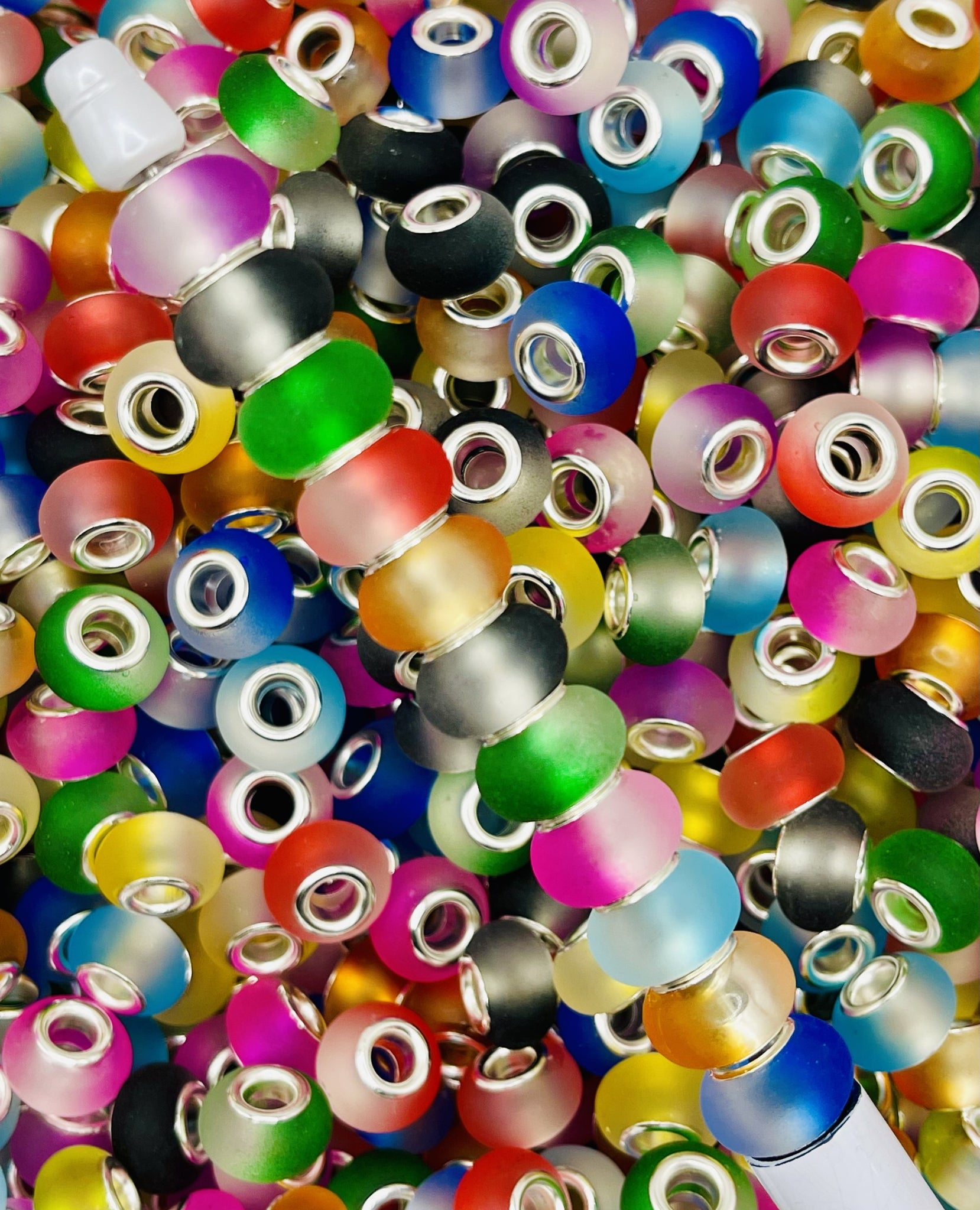 Ombre Frosted Big Hole Spacer Bead Mix