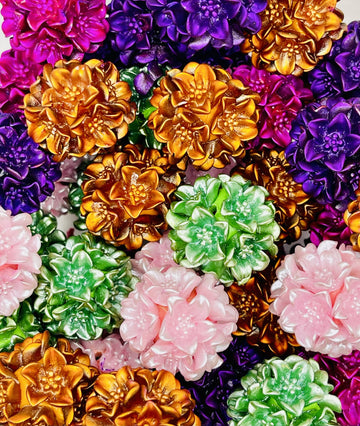 Metallic Pearl Lotus Soft Flower Beads – Colorful Floral Statement Beads for Pens, Jewelry & DIY Crafts