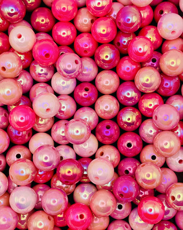 Pink Iridescent Bead Mix – Glossy Color Shift Acrylic Beads for Pens & DIY Crafts