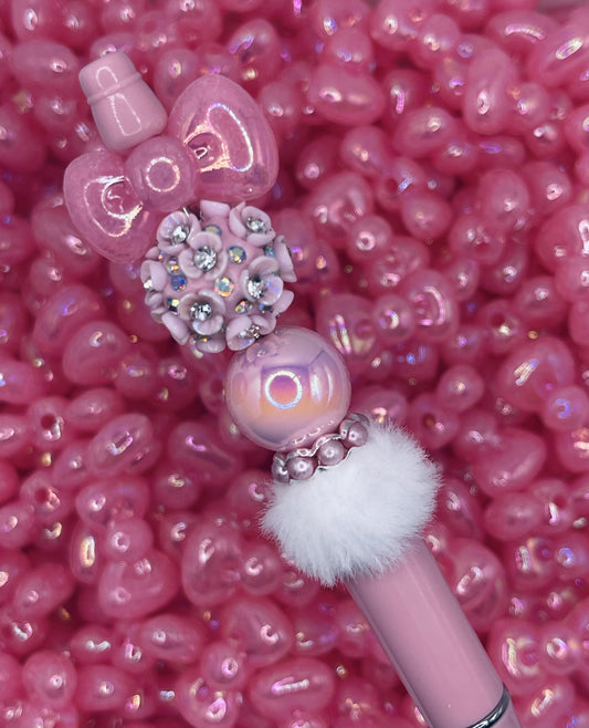 Glossy Pink Bow Beads