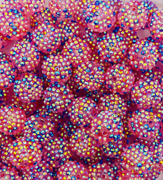 Sparkling Pink Bubble Gum Rhinestone Beads – 12mm Dazzling Crafting Essentials