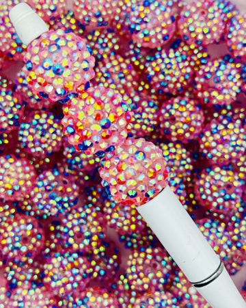 Sparkling Pink Bubble Gum Rhinestone Beads – 12mm Dazzling Crafting Essentials