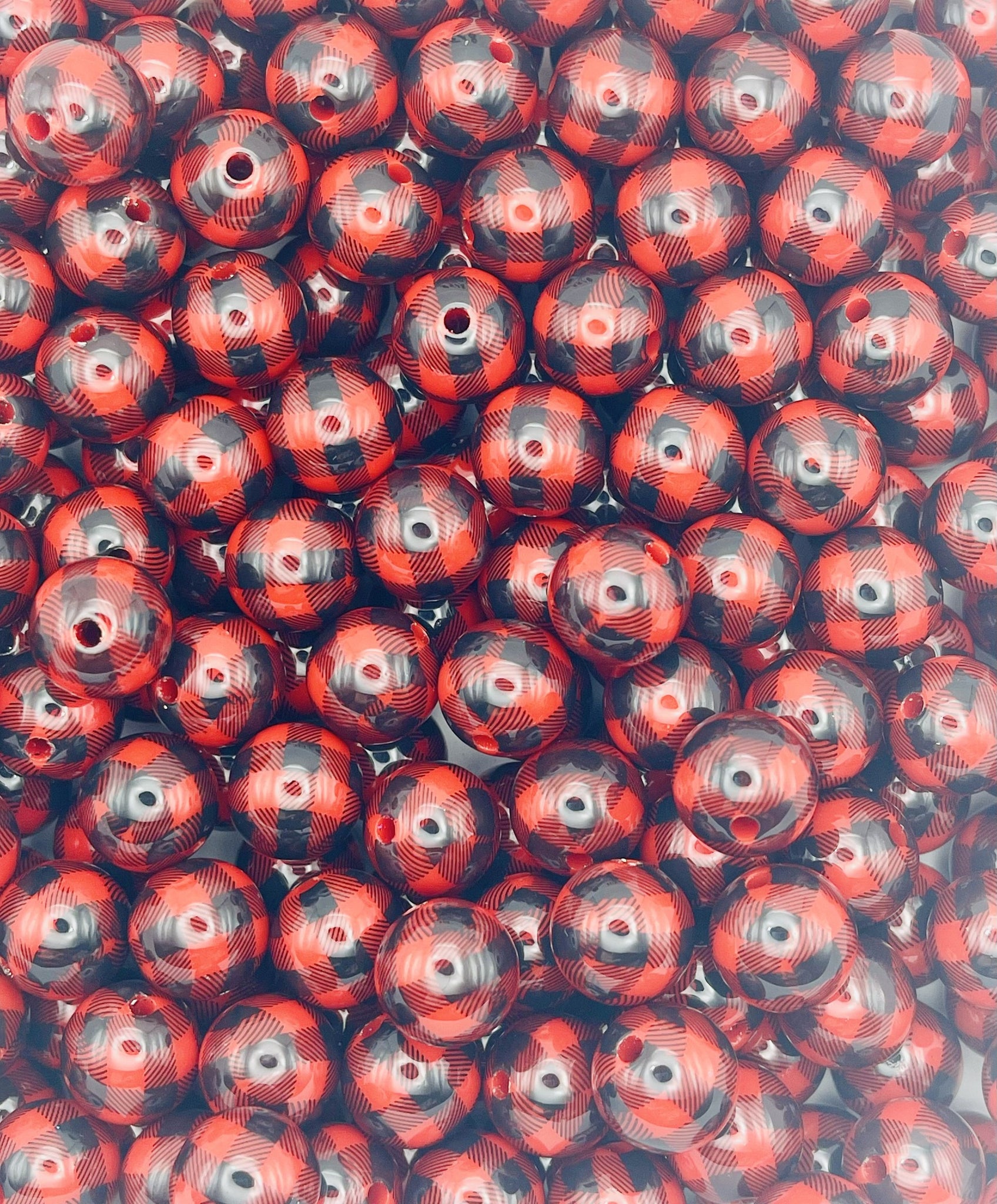 Red & Black Buffalo Plaid Beads